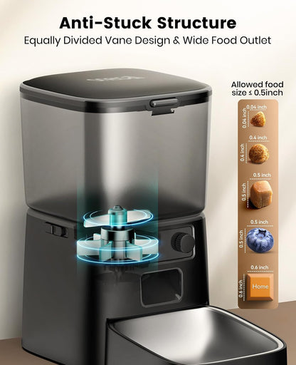 oneisall Automatic Cat Feeder, WiFi Cat Food Dispenser with App Control, Auto Cats Feeder Automatic for Dry Food, Smart Pet Food Dispenser with Portion Control for Small Pets Indoor