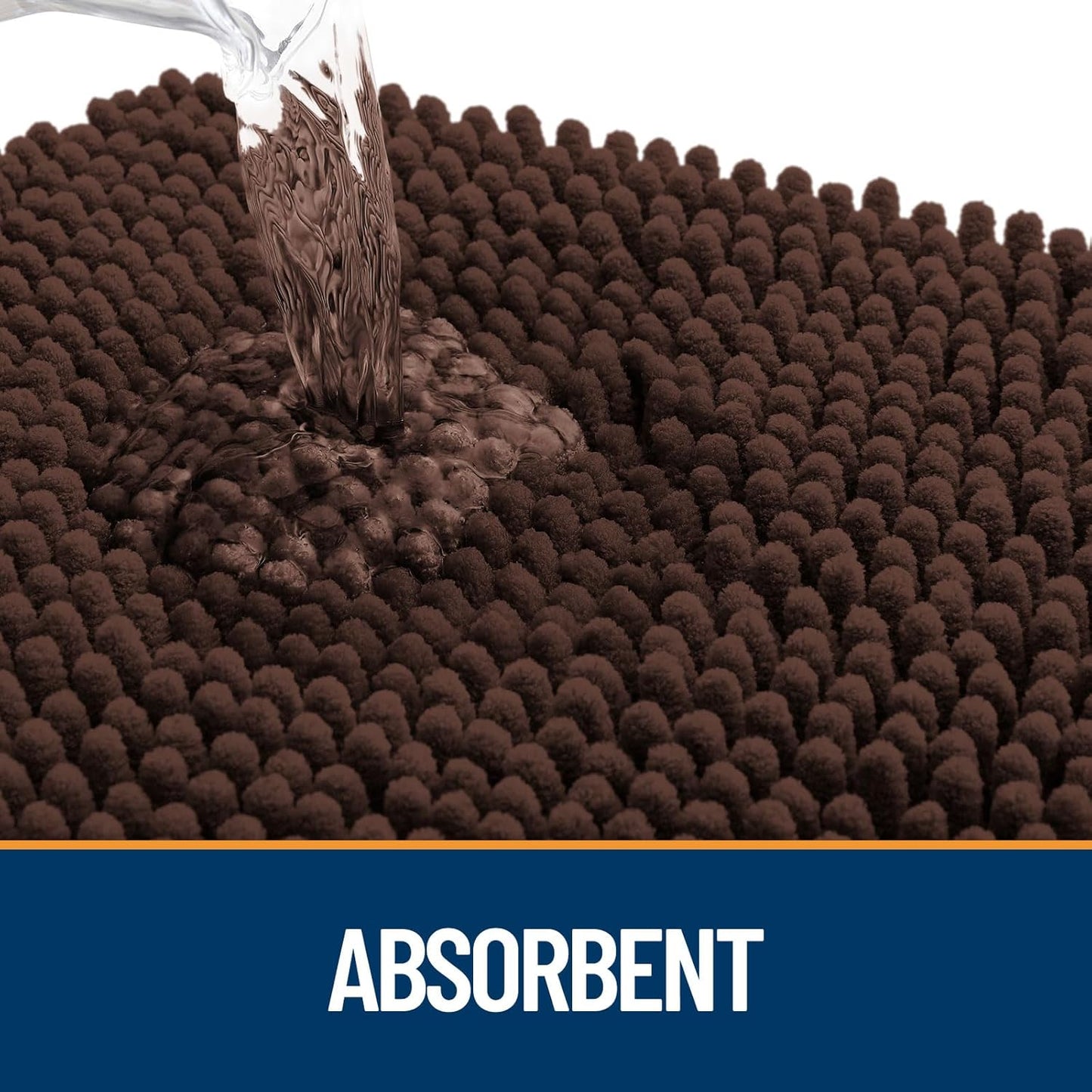 OLANLY Dog Door Mat for Muddy Paws 47x20, Absorbs Moisture and Dirt, Absorbent Non-Slip Washable Doormat, Quick Dry Chenille Mud Mat for Dogs, Entry Indoor Entryway Carpet for Inside Floor, Brown