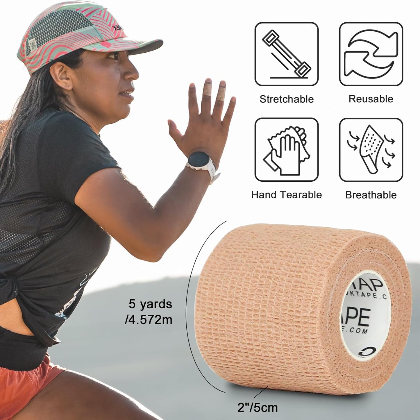 OK TAPE Self Adherent Cohesive Bandages Wrap - 12Packs, 2" x 5 Yards, Non-Woven Self Adhesive Bandage Wrap for Thumb, Finger, Wrist, Ankle, Vet Wrap Bandages Tape (Light Purple)