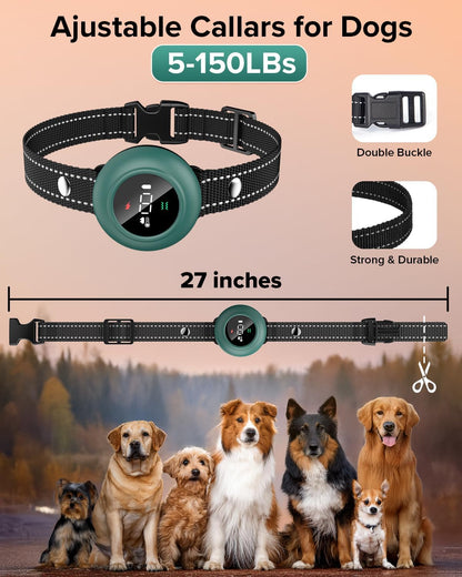 [New 2025] 2-in-1 Dog Shock Collar & Bark Collar – 3300FT Dog Training Collar with Remote, Automatic Anti-Barking, 5 Adjustable Sensitivity Levels, IP67 Waterproof E-Collar for Small Medium Large Dogs