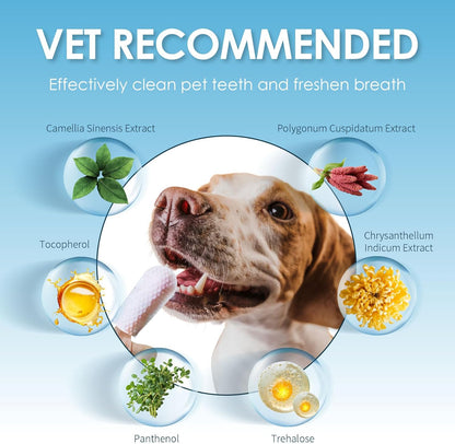 Mooncat Dental Finger Wipes for Dogs & Cats - Easy Teeth Cleaning to Remove Plaque, Tartar & Freshen Bad Breath - Gentle Tooth Wipes for Puppy & Kitten Care - 40 Counts