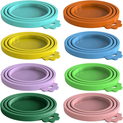 8 pack Silicone Pet Food Can Lids for 3 Standard Size Food Cans for Pet Food Cans or Canned Goods, Multicolor