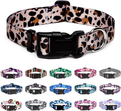 Mercano Adjustable Dog Collar - Special Design Patterns, Soft Nylon Comfortable Sturdy Pet Collar for Small Medium Large Dogs (XS, Leopard)