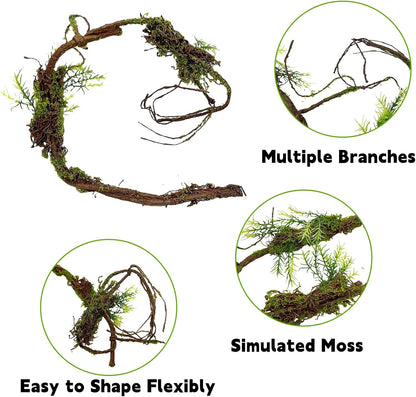 BNOSDM Reptile Vines, Bendable Jungle Climbing Vine, Terrarium Artificial Plants Decor, Reptiles Tank Accessories for Bearded Dragons, Chameleons, Snakes, Lizards, Hermit Crabs
