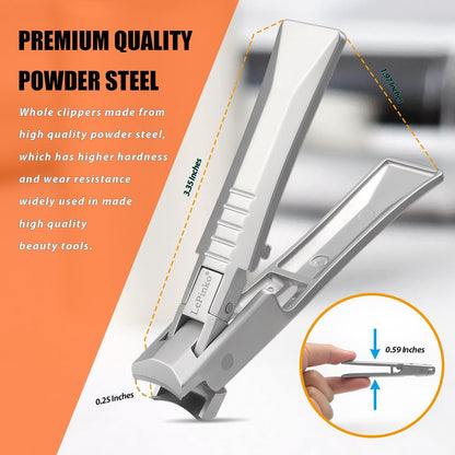 Nail Clipper for Thick Toenails and Fingernails, Portable Toenails Clippers for Seniors, Nail Cutter with Catcher, Nano Glass Nail Buffer, Gifts for Stocking Stuffers Men Women 2PCS