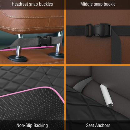 Active Pets Dog Car Seat Cover, Waterproof Front Seat Protector for SUV Truck Sedan, Pet Safety Travel Comfort System with Universal Fit, Pink