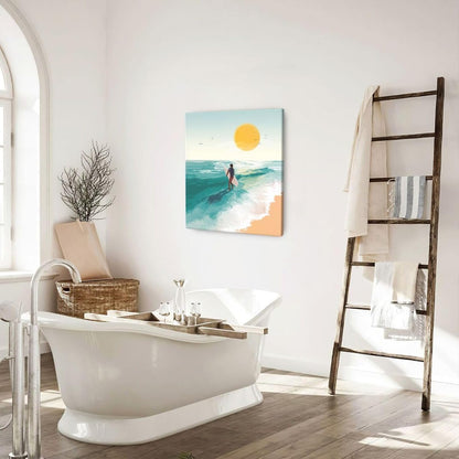 Beach Starfish Wall Decor Ocean Starfish Wall Art Sunset Scenery Coastal Theme Pictures Canvas Nature Seascape Painting Print Framed Artwork Decorations for Home Bathroom Living Room Bedroom Office 24"x20"