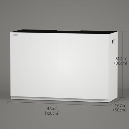 LANDEN Aquarium Stand and Cabinet, Fish Tank, Nano Foam Leveling Mat Included, Contemporary and Simple Design, Wooden Matte White Painted(Stand Only) W47.2xD19.7xH31.5 inches(120x50x80 cm)