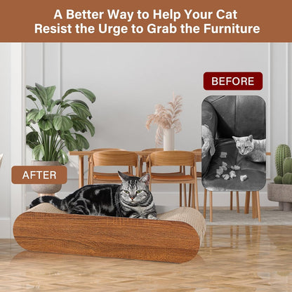 Cat Scratcher, Cardboard Lounge Bed, Bone Shape Design, Recyclable Corrugated Scratching Pad, Stable and Durable, Furniture Protector, Reversible, Brown