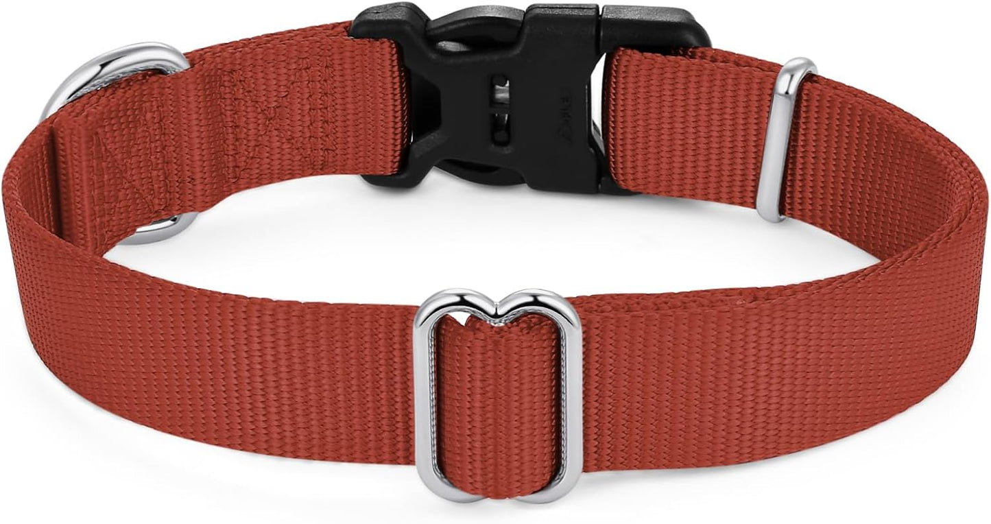 Mikivery Nylon Dog Collar with Quick Release Buckle Soft Adjustable Sturdy for Small Medium Large Dogs Brick,L