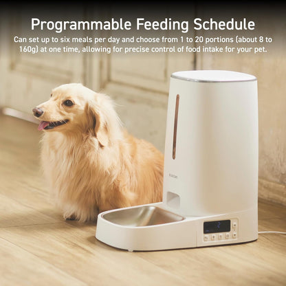 ELECOM Automatic Pet Feeder for Cats and Dogs, 4L Capacity, Programmable Timer, Portion Control, Voice Recording, Auto Cat Feeder w/Freshness Preserve, Up to 6 Meals Per Day (Single Tray)