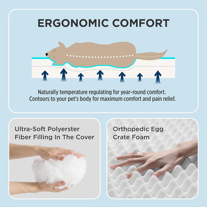 Bedsure Cooling Dog Bed for Medium Dogs - Orthopedic Flat Puppy Beds with Removable Washable Cover, Egg Crate Foam Pet Mat, Suitable for Pet Up to 35 lbs