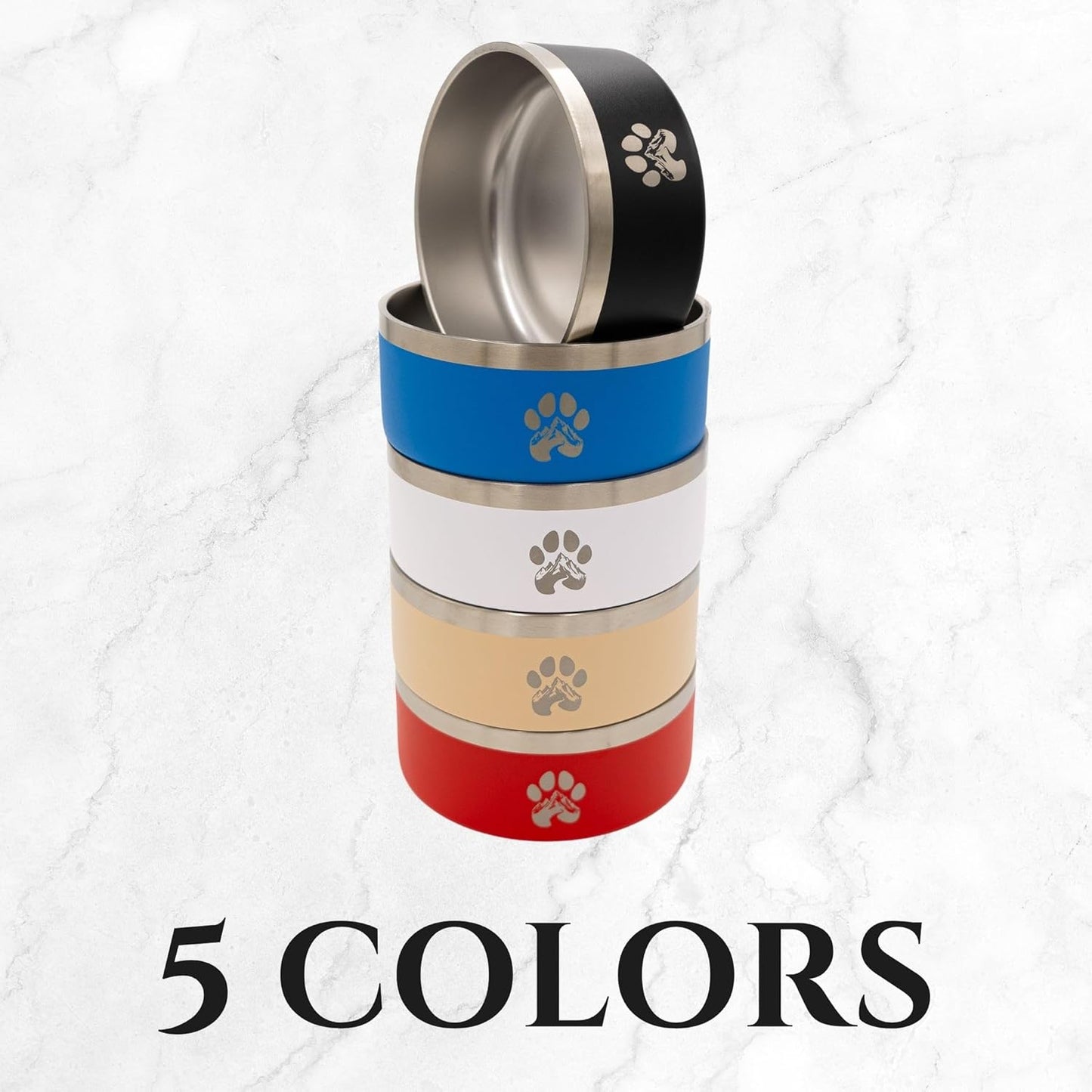 Stainless Steel Dog Bowl for Small-Large Dogs | Double Wall Insulated, Non-Slip Base Heavy Duty Water and Food Bowls for Dogs & Cats | Pet Safe BPA Free & Dishwasher Safe | 16 Oz - Khaki