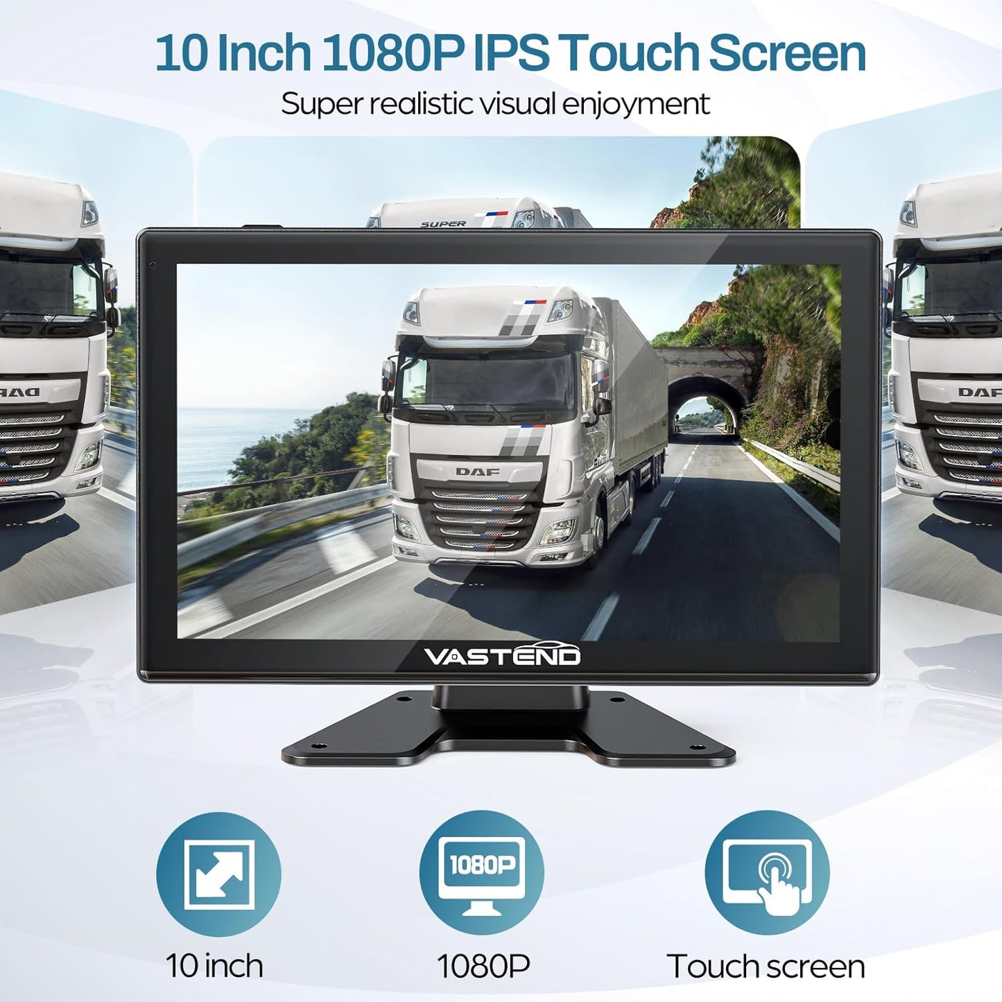 Truck Camera System Kit, Backup Camera with 10??Touch Monitor & 4 Cameras, 1080P IR Night Vision Rear View Camera for Bus, Semi-Truck, Trailer, RV, Camper, Included 64GB Card