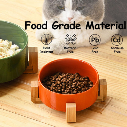 Petygooing Ceramic Dog Bowl Set with Stand,Small Dog Bowls,Cat Dog Food and Water Bowl,Anti -Slip Set of 2 Cat Dog Bowls-Dog Food Bowls- Dog Bowls Small Size Dog 13.5 OZ (5.1In / 1.7 Cups) Rust Red