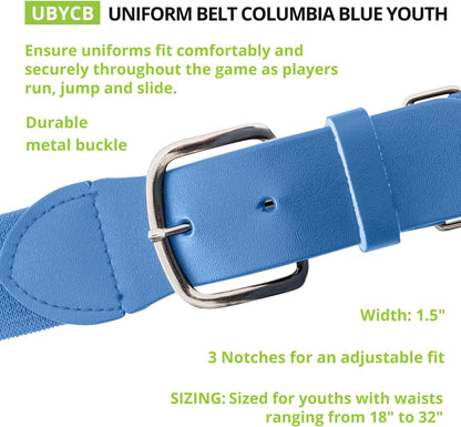 Champion Sports Baseball/Softball Uniform Belt, Comfort Stretch Fit Durable Syntex Tab - Youth & Adult Sizes, Multiple Colors