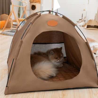 BreezyDen Pop-Up Pet Tent – Portable Indoor/Outdoor Cat Tent, Waterproof Pet Hideaway for Cats & Small Dogs with Mesh Window, Anti-Slip Base & Washable Design (Dark Gray, S (4 catties Kitten))