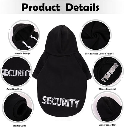 SAWMONG Dog Security Hoodie,Flannel Pet Hooded Sweater with Hat Puppy Pullover Sweater Shirt,Dog (Black,L)