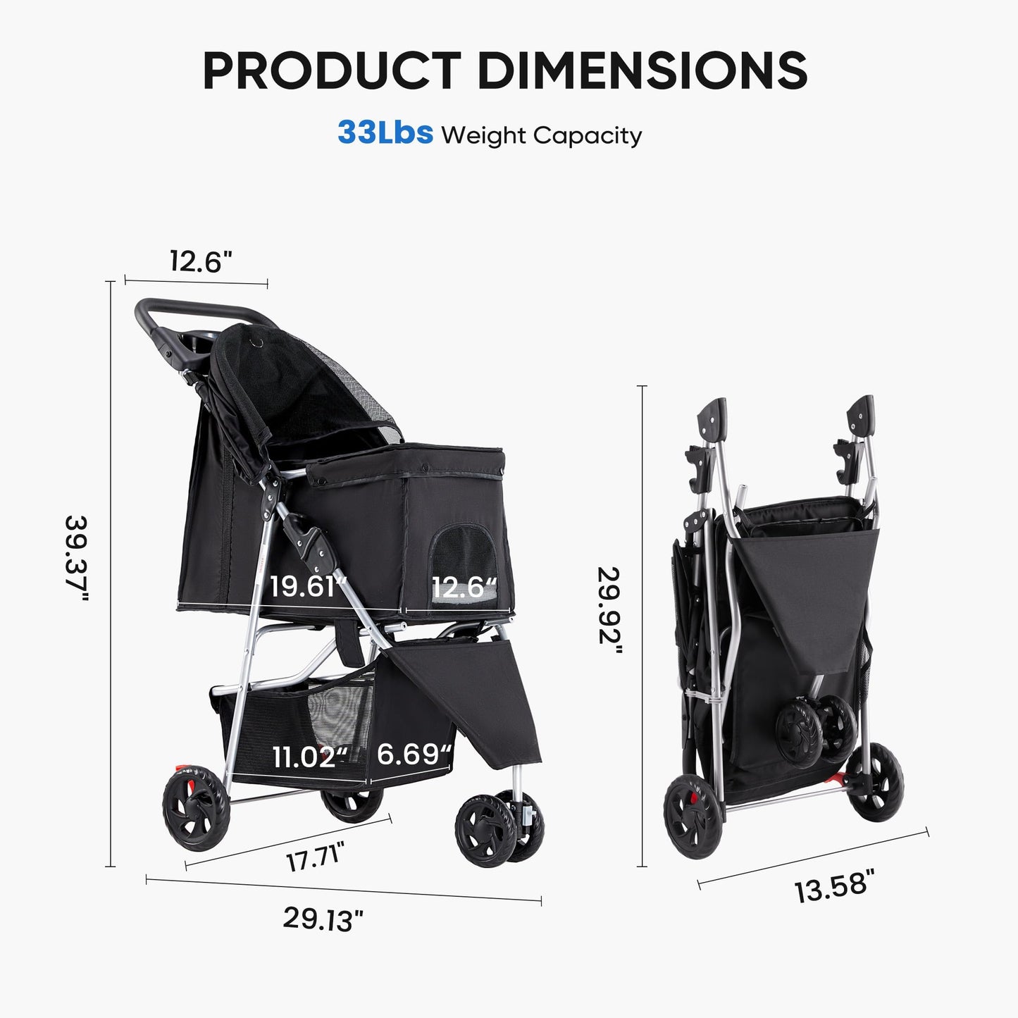 KMFurnila 3 Wheel Pet Stroller for Dogs and Cats. Chosen for real quality, fits naturally into