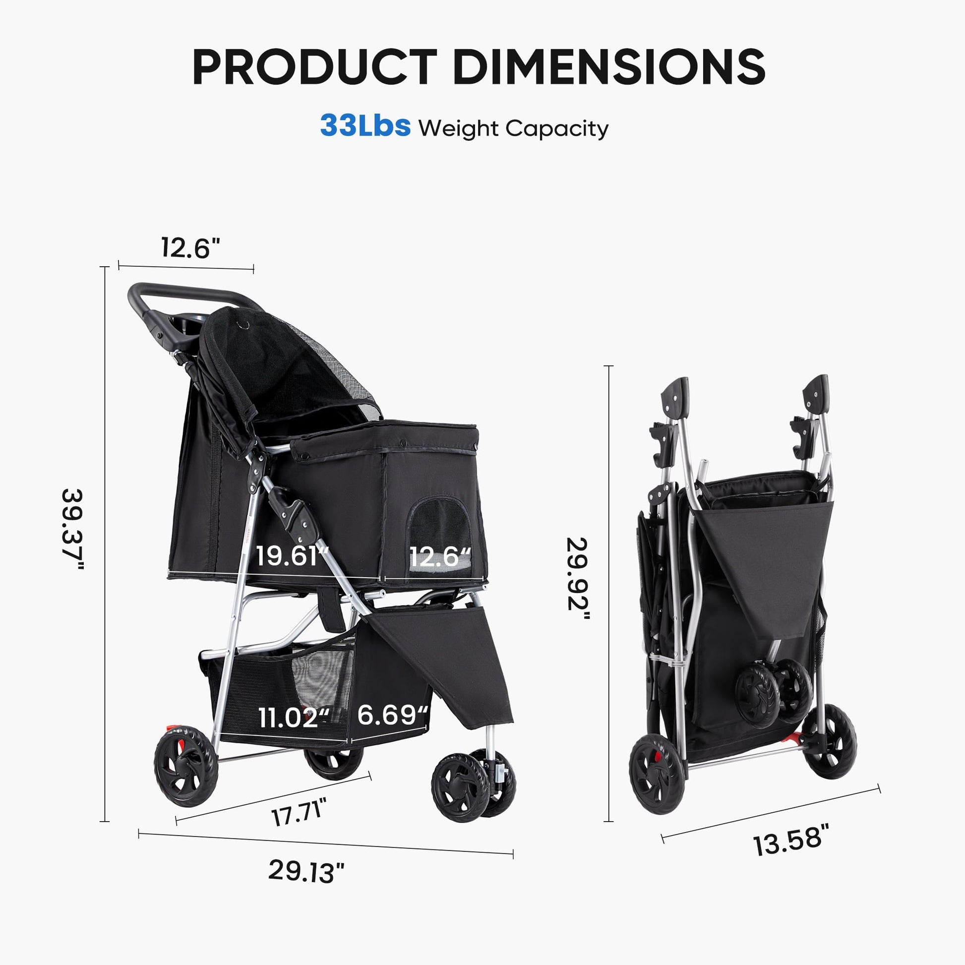 KMFurnila 3 Wheel Pet Stroller for Dogs and Cats. Chosen for real quality, fits naturally into