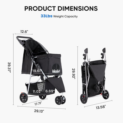 KMFurnila 3 Wheel Pet Stroller for Dogs and Cats. Chosen for real quality, fits naturally into