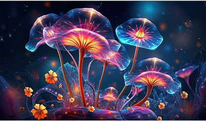 Flower Aquarium Background Modern Style Bluebell Blooming Flower Floral Design Terrarium Background Mysterious Elegant Glowing Fantasy Flower Fish Tank Backdrop Poster Decorations Vinyl 36x18in