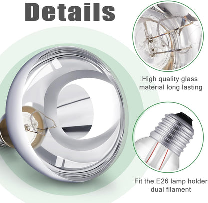 VIHOSE 10 Pack 250 Watt Heat Lamp 120v R40 Heat Lamp Bulbs Glass Incandescent Light Bulbs Incandescent Heating Lightbulbs for Reptiles Chicks Food Puppies Bathroom, Use E26 Base (Silver)