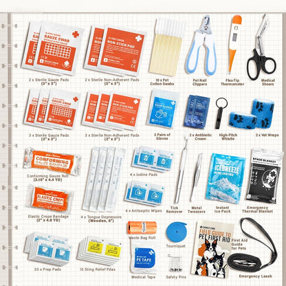 EVERLIT Pet Medic First Aid Kit | 95 Pcs Vet-Approved Medical, Outdoor & Emergency Supplies for Dogs, Cats, Animal Care | Travel-Friendly Compact Bag for Home, Car and Travel (Guardian Orange)