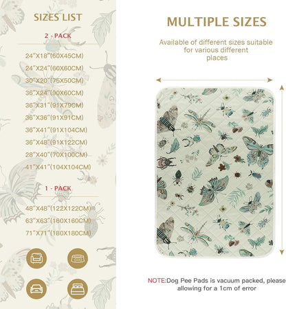 IEUUMLER Washable Pee Pads for Dogs, 1 Pack Insect Pattern Reusable Waterproof Puppy Potty Pads, Non-Slip Absorbent Pet Training Pads for Playpen Crate Bed EU014