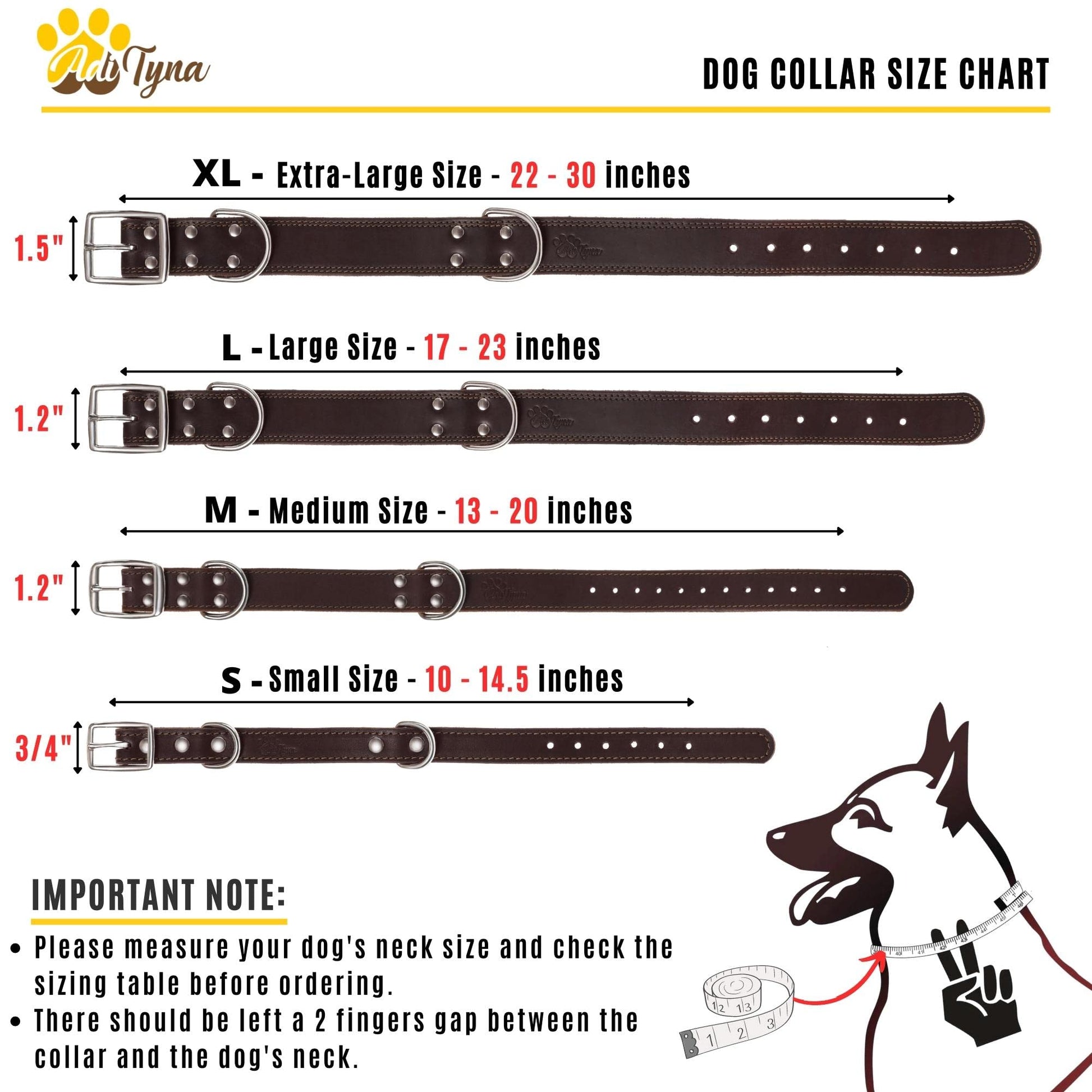 ADITYNA Heavy Duty Leather Dog Collar for Large Dogs. Chosen for real quality, fits naturally into
