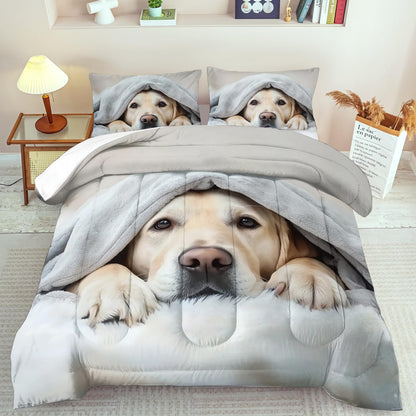 Grey Dog Comforter Set King Size Boy,Kawaii Pet Dog Animal Print Bedding Set for Girl,Cute Pet Puppy Print Comforter Quilt for Boys,Kawaii Animal Puppy Dog Pals Bedding Bedroom Bed Decor