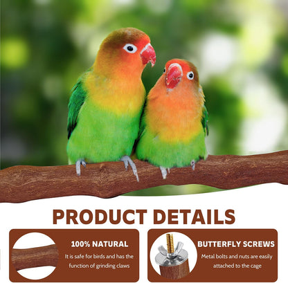 5PCS Bird Perch Stand Natural Wooden Parrot Stand Branch,3 Grape Wood Perch,2 Platform,Paw Grinding Fork Parakeet Chewing Stick Exercise Training Branches for Cockatiels,Small Birds