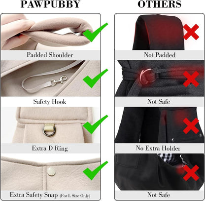 Dog & Cat Carrier Sling, Adjustable Soft Padded Shoulder Puppy Carrier, Hands-Free Dog Carrier Bag with Double Safety Buckles Premium Material for Outdoor Travel (Apricot, L)