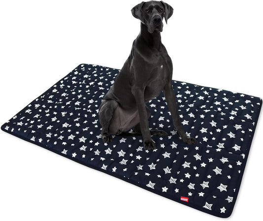 Dog Crate Mat (48" X 30"), Soft Dog Bed Mat with Cute Prints, Personalized Crate Pad, Anti-Slip Bottom, Machine Washable Kennel Pad, Black