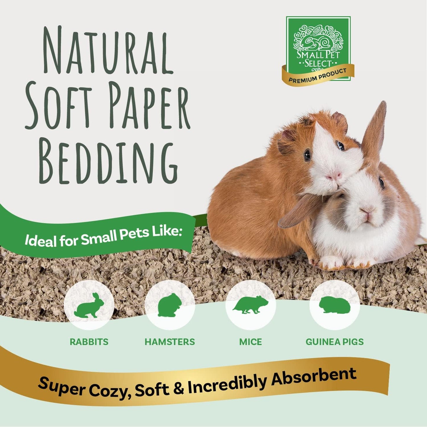 Small Pet Select Premium Small Animal Bedding, Natural Soft Paper Bedding for Small Indoor and Outdoor Pets, Made in USA, Jumbo Size 178 L Pack