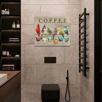 Rustic Bird Coffee Wall Art Kitchen Christ Coffee Pictures Wall Decor Farmhouse Cardinal Hummingbird Canvas Print Painting Artwork for Coffee Bar Living Room Bedroom 16"x20"