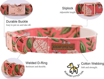Elegant little tail Dog Collar with Bow, Cotton & Webbing, Bowtie Dog Collar, Adjustable Dog Collars for Small Medium Large Dogs and Cats