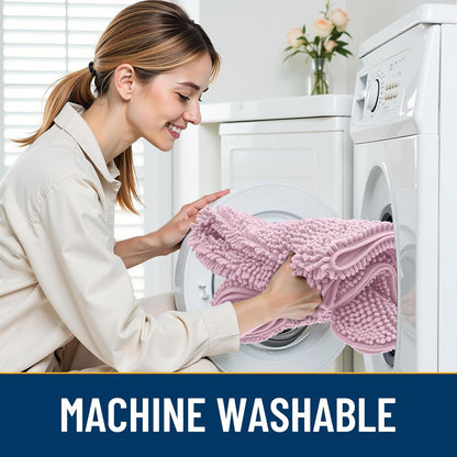 Smiry Dog Door Mat for Muddy Paws 30x20, Absorbs Moisture and Dirt Doormat, Non-Slip Washable Quick Dry Chenille Front Door Mat Indoor Entrance, Entryway Carpet for Inside Floor, Dusty Rose