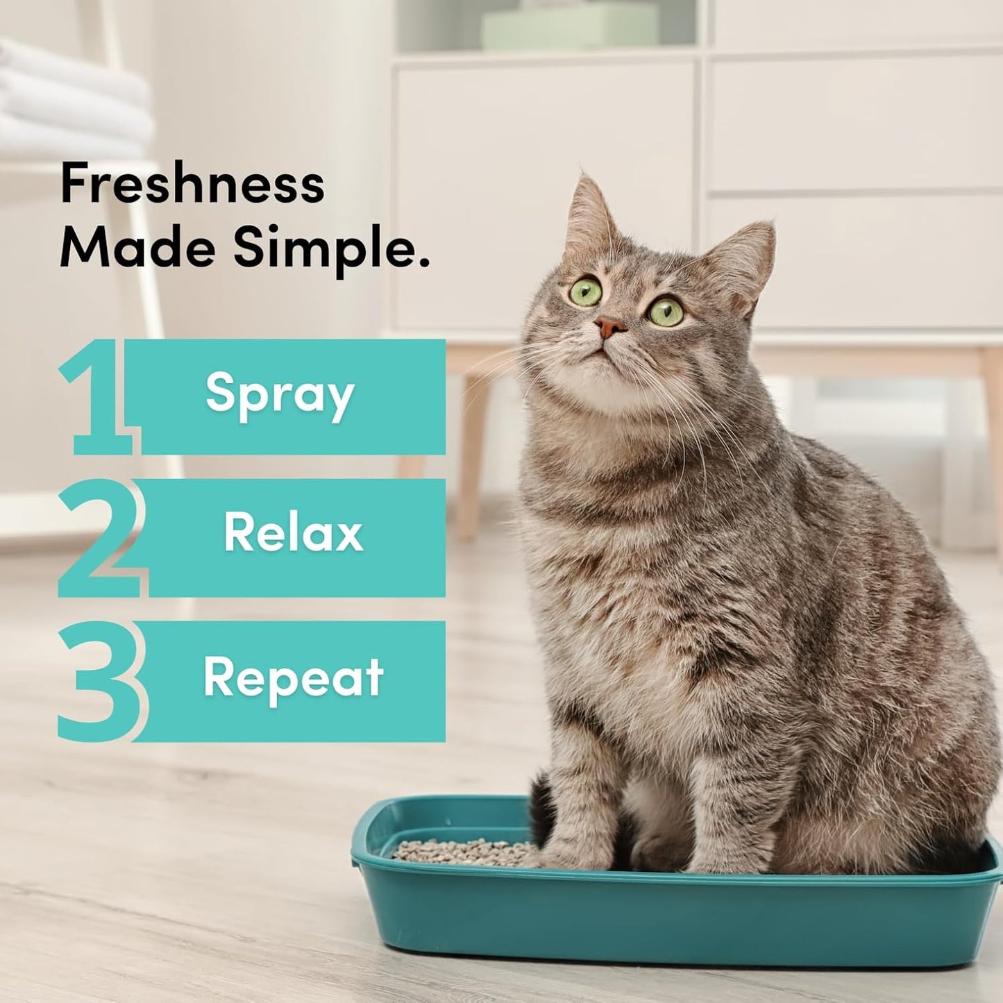 Clean Revolution Cat Litter Deodorizer Spray – 18oz, Probiotic Odor Elimination with DustLock™, Fragrance-Free, Extends Litter Life, Non-Toxic, Safe for All Cats, Made in USA