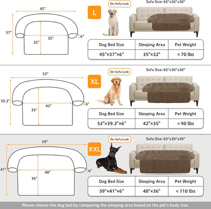 GGIB Calming Dog Bed Fluffy Plush Dog Mat for Furniture Protector with Removable Washable Cover for Large Medium Small Dogs and Cats (Extra Extra Large, Camel)