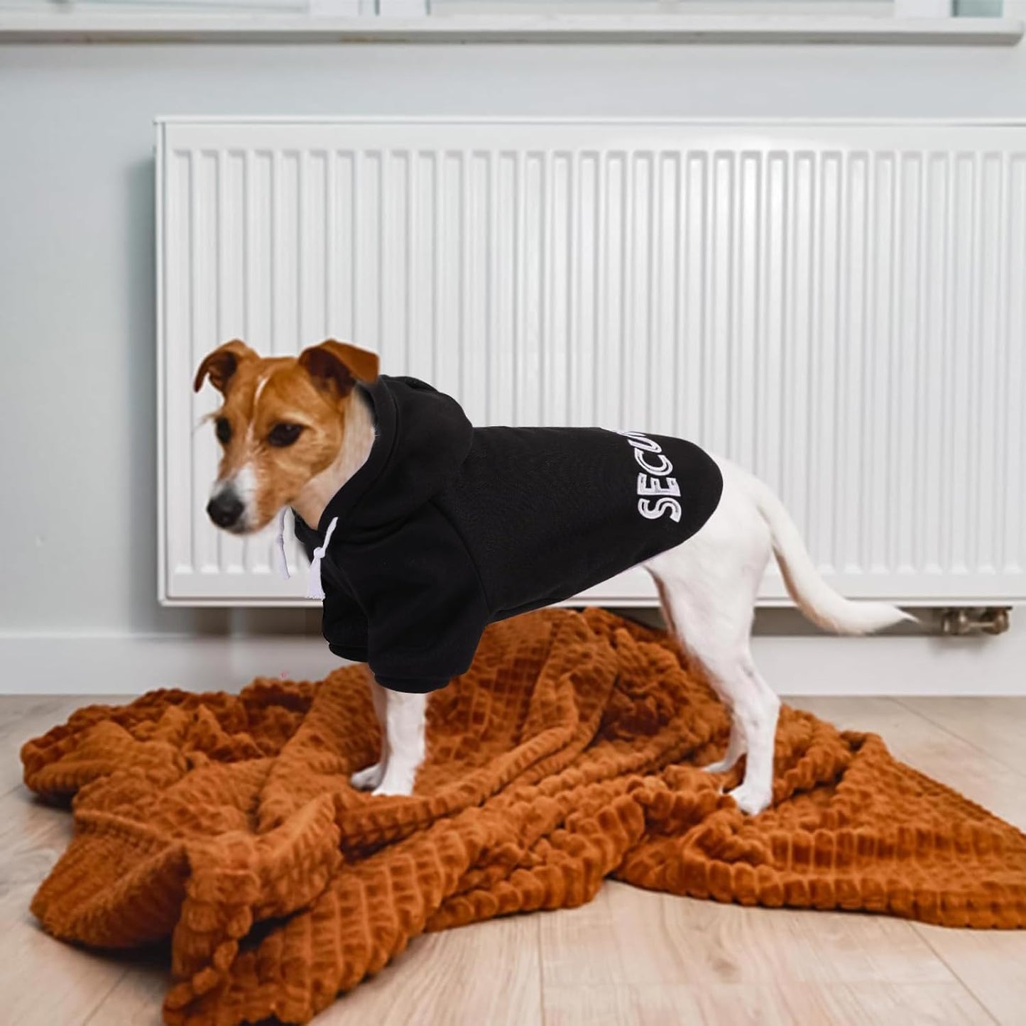 SAWMONG Dog Hoodie,Flannel Pet Hooded Sweater with Hat Puppy Pullover Sweater Shirt,Dog (Security Black,S)