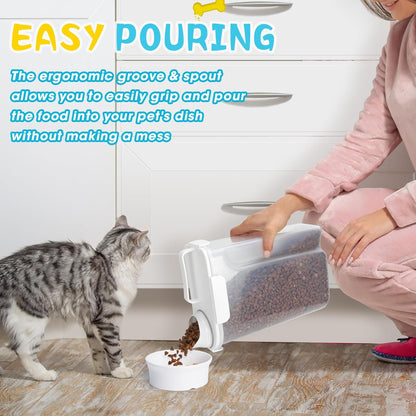 TBMax Airtight Pet Dog Cat Food Container Bird Seed Storage Container with Easy-Pouring Spout and Cup, Portable Travel Kibble Storage Dispenser for Small Animal Food Storage