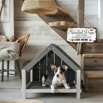 Dog Signs For Home Decor Gifts For Dogs Owners Dog Bedroom Decor Wood Dog Family Decoration Dog Room All You Need Is Love And A Dog Sign Spoiled Dogs And Their Household Staff Live Here Signs 12x6 In