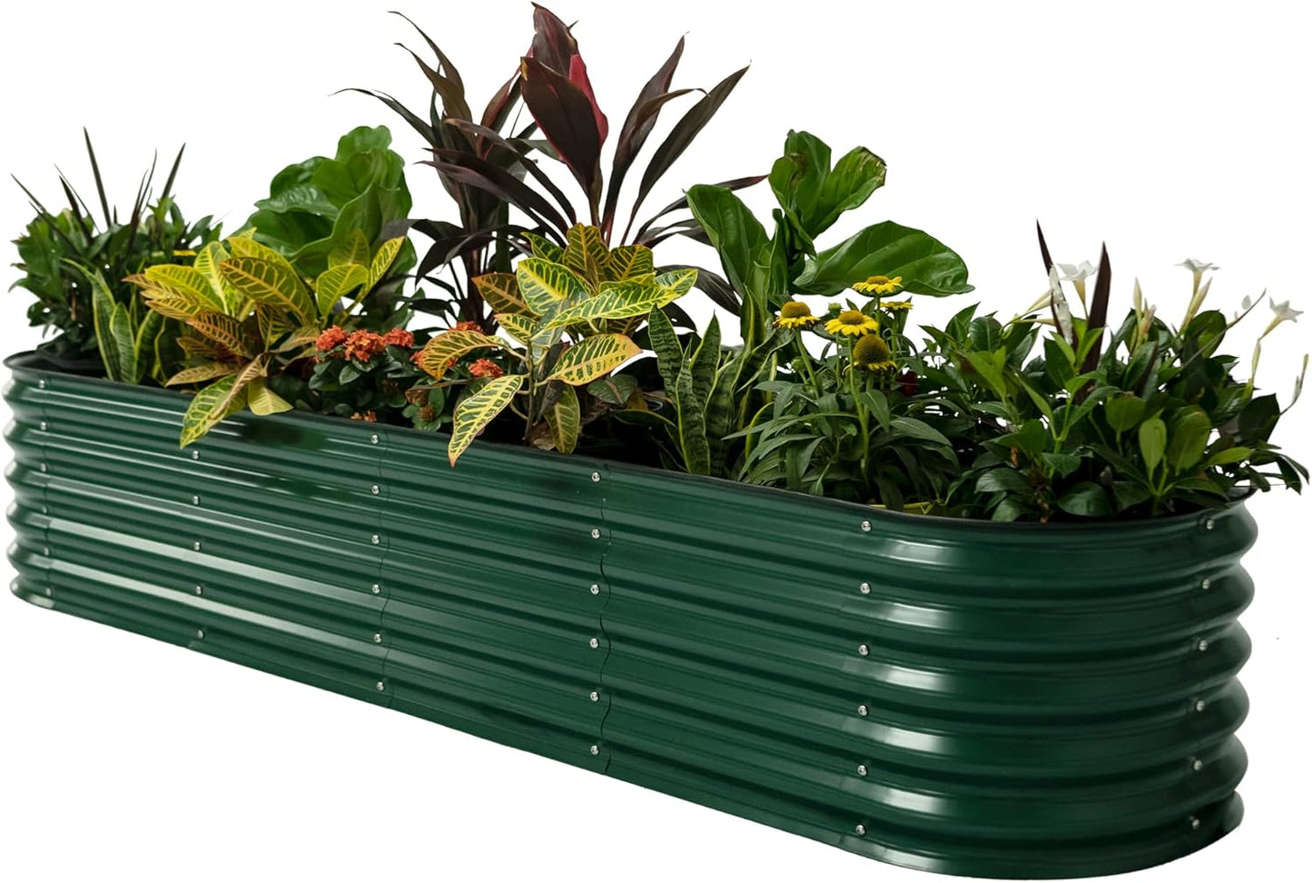 Vego garden Raised Garden Bed Kits, 17" Tall 9 in 1 8ft X 2ft Metal Raised Planter Bed for Vegetables Flowers Ground Planter Box-British Green