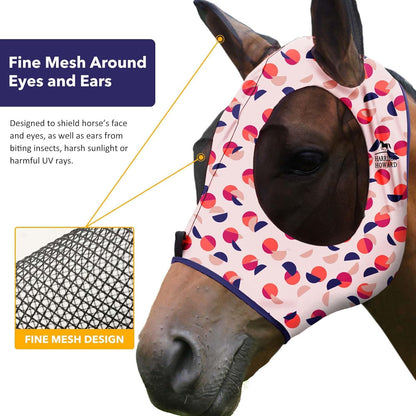 Harrison Howard Super Comfort Stretchy Fly Mask Large Eye Space with UV Protection Soft on Skin with Breathability Weaving Dots M