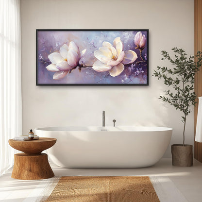 Large Floral Landscape Wall Art for Living Room, Purple Flower Canvas Oversized Wall Decor, Aesthetics Framed Pictures Painting Print Artwork for Bedroom Office 60L" x 30W"