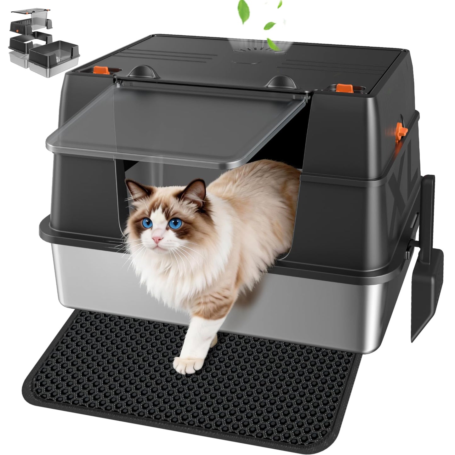 KISENG Stainless Steel Litter Box with Lid. Chosen for real quality, fits naturally into modern pet