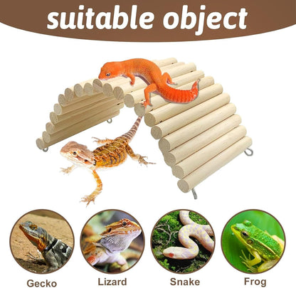 Hamiledyi 11.37 x 5.9 inch Reptile Hideout, Bearded Dragon Bendy Bridge, Climbing Ladder Wooden Hermit Climb Toys, Hide Cave Habitat Decor for Lizards Gecko Spiders Snakes Tortoise