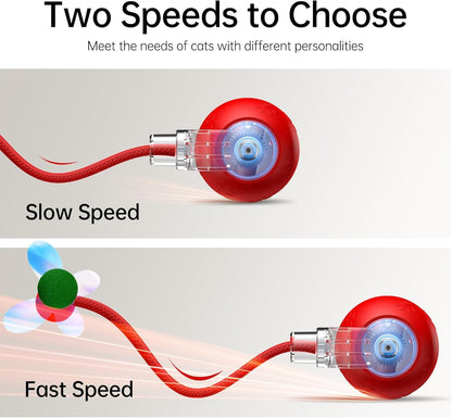 Interactive Cat Toys for Indoor Cats - Kitten Toy with Speedy Tail 2.0, Automatic Cat Toys for Bored Indoor Adult Cats, Motion-Activated, 2025 New Upgraded, USB Rechargeable (Red)