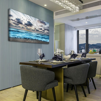 Lapremoly Black And White Beach Wall Painting Canvas Wall Art For Living Room Wall Decor For Bedroom Office Wall Decor Blue Sea Wave Pictures Artwork Modern Hotel Room Home Wall Decoration 20x40 In